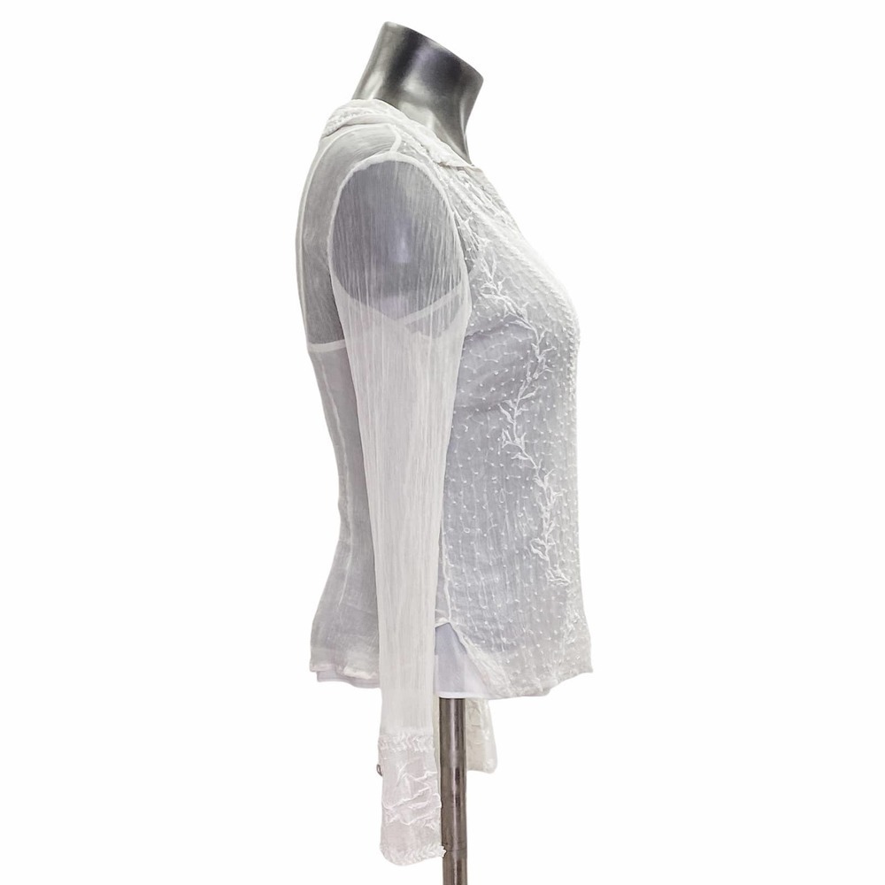 Eci New York Sheer White Floral Lined L/S Blouse - Picture 4 of 12